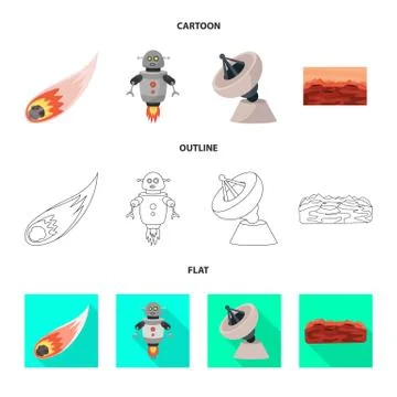 Isolated object of astronomy and technology logo. Collection of astronomy and Illustrazione stock