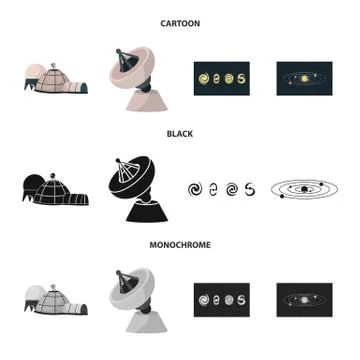 Isolated object of astronomy and technology symbol. Set of astronomy and sky Illustrazione stock