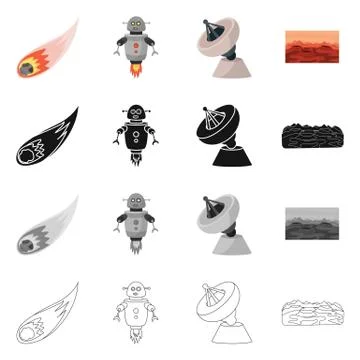 Isolated object of astronomy and technology sign. Collection of astronomy and Illustrazione stock