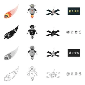 Isolated object of astronomy and technology symbol. Collection of astronomy and Illustrazione stock