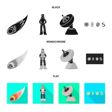 Isolated object of astronomy and technology sign. Set of astronomy and sky stock Illustrazione stock