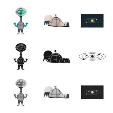 Isolated object of astronomy and technology logo. Collection of astronomy and Illustrazione stock