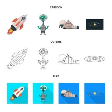 Isolated object of astronomy and technology symbol. Set of astronomy and sky イラスト素材