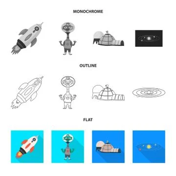 Isolated object of astronomy and technology logo. Set of astronomy and sky stock イラスト素材