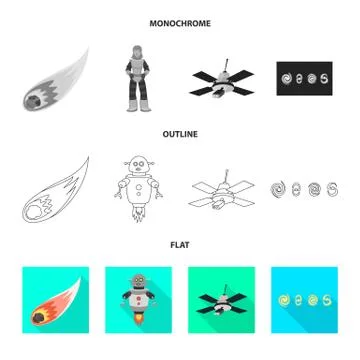 Isolated object of astronomy and technology symbol. Set of astronomy and sky Illustrazione stock