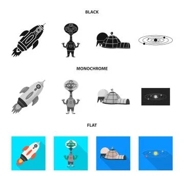 Isolated object of astronomy and technology sign. Collection of astronomy and 스톡 일러스트