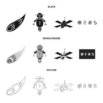 Isolated object of astronomy and technology logo. Collection of astronomy and Illustrazione stock