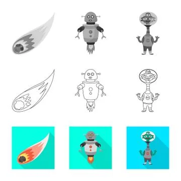 Isolated object of astronomy and technology icon. Set of astronomy and sky Illustrazione stock