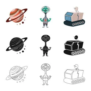 Isolated object of astronomy and technology symbol. Collection of astronomy and Stock Illustration