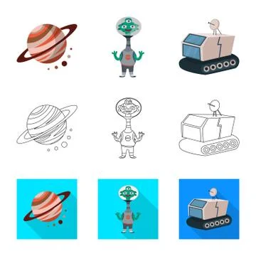 Isolated object of astronomy and technology symbol. Set of astronomy and sky Stock Illustration