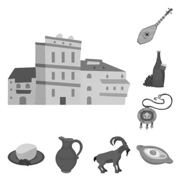 Isolated object of attributes and tourism logo. Set of attributes and national Stock Illustration
