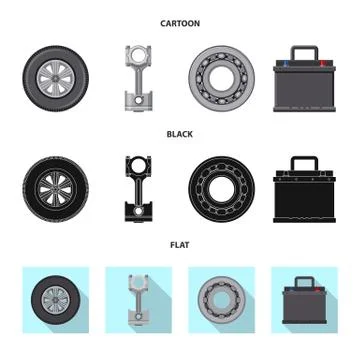 Isolated object of auto and part logo. Set of auto and car stock vector Stock Illustration