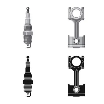 Isolated object of auto and part icon. Collection of auto and car vector icon Stock Illustration
