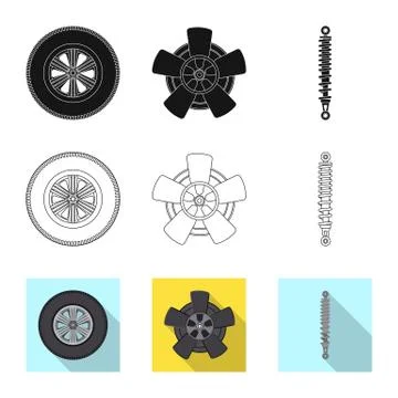 Isolated object of auto and part logo. Collection of auto and car stock symbol Stock Illustration