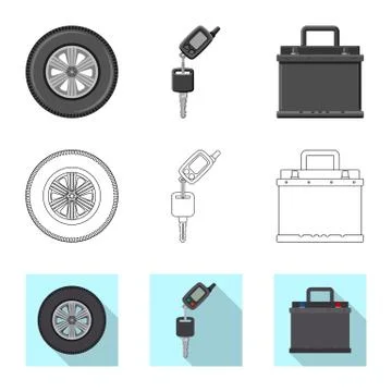 Isolated object of auto and part logo. Set of auto and car stock vector Stockillustratie
