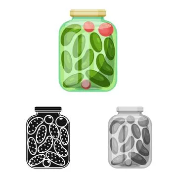 Isolated object of bank and cucumbers logo. Set of bank and salty stock vector Stock Illustration