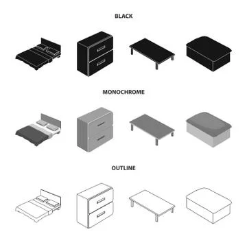 Isolated object of bedroom and room symbol. Collection of bedroom and furniture Stock Illustration