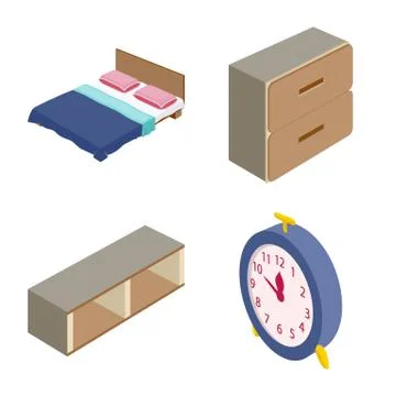 Isolated object of bedroom and room icon. Set of bedroom and furniture vector Stock Illustration