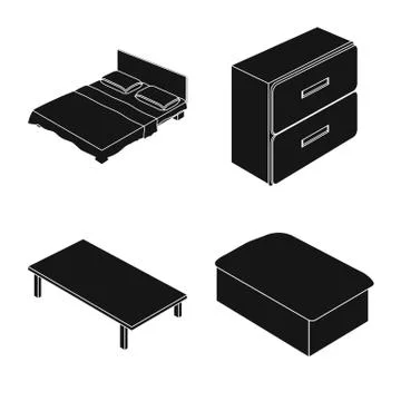 Isolated object of bedroom and room logo. Set of bedroom and furniture stock Stock Illustration