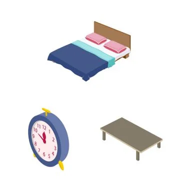 Isolated object of bedroom and room sign. Set of bedroom and furniture vector Stock Illustration