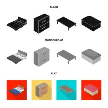 Isolated object of bedroom and room logo. Collection of bedroom and furniture Stock Illustration