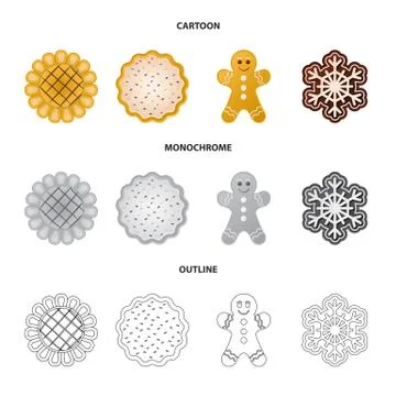 Isolated object of biscuit and bake symbol. Set of biscuit and chocolate vector Stock Illustration