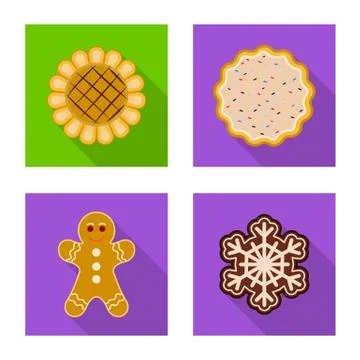 Isolated object of biscuit and bake icon. Set of biscuit and chocolate stock Stock Illustration