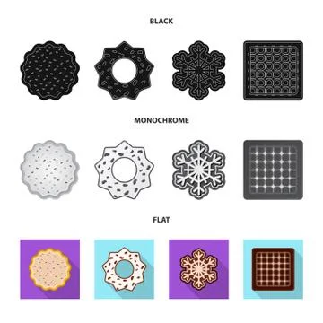 Isolated object of biscuit and bake icon. Collection of biscuit and chocolate Stock Illustration