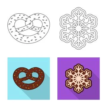 Isolated object of biscuit and bake logo. Set of biscuit and chocolate vector Stock Illustration