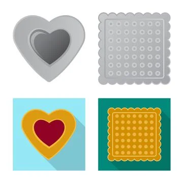 Isolated object of biscuit and bake logo. Set of biscuit and chocolate vector Stock Illustration