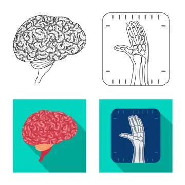Isolated object of body and human icon. Collection of body and medical stock Stock Illustration