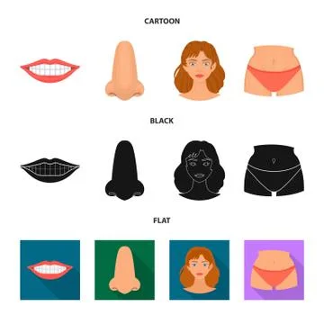 Isolated object of body and part symbol. Collection of body and anatomy vector Stock Illustration