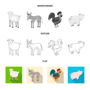 Isolated object of breeding and kitchen logo. Collection of breeding and organic Illustrazione stock