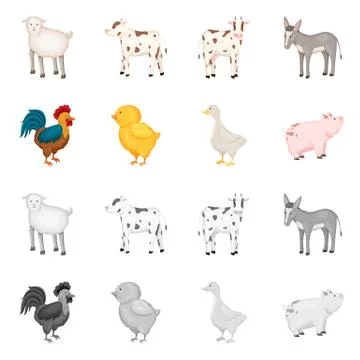 Isolated object of breeding and kitchen logo. Set of breeding and organic stock Illustrazione stock