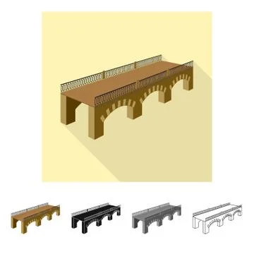 Isolated object of bridge and relocation symbol. Collection of bridge and column Illustrazione stock