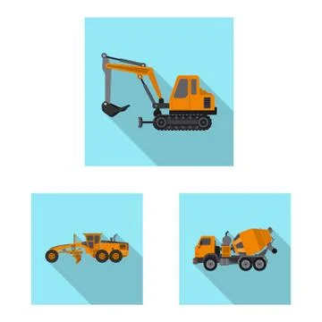 Isolated object of build and construction sign. Set of build and machinery stock Stock Illustration