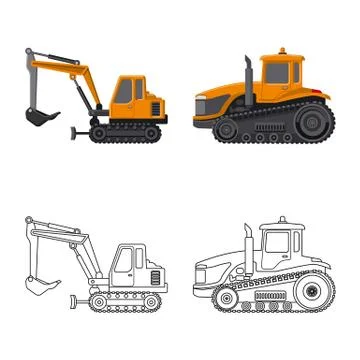 Isolated object of build and construction sign. Set of build and machinery stock Illustrazione stock