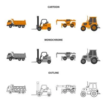 Isolated object of build and construction logo. Set of build and machinery stock Illustrazione stock