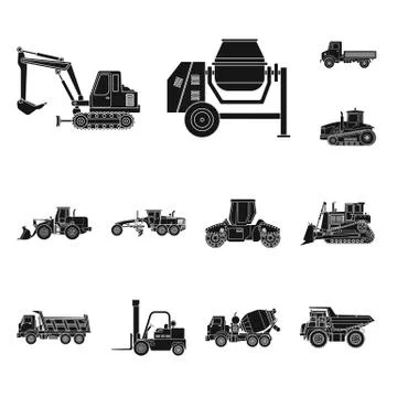 Isolated object of build and construction icon. Set of build and machinery stock 스톡 일러스트