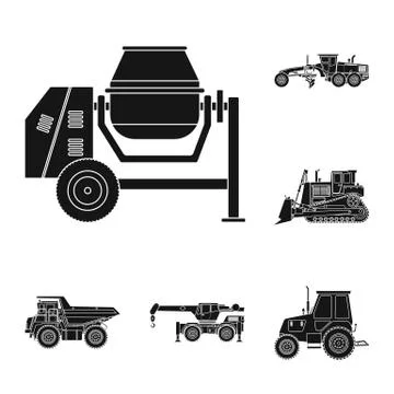 Isolated object of build and construction sign. Set of build and machinery Stock Illustration