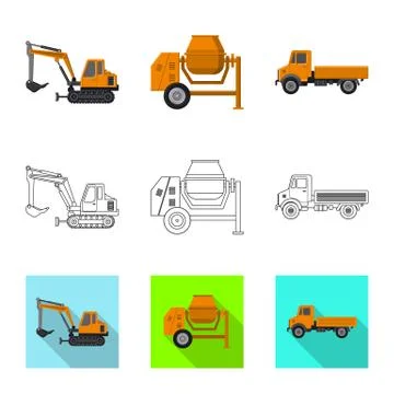 Isolated object of build and construction sign. Collection of build and Stock Illustration