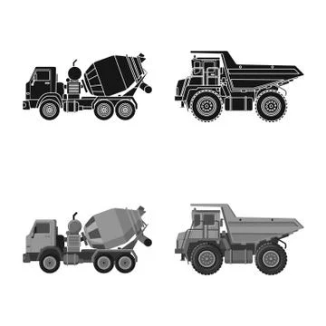 Isolated object of build and construction sign. Set of build and machinery stock Stock Illustration