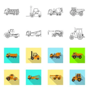 Isolated object of build and construction sign. Set of build and machinery stock Stock Illustration