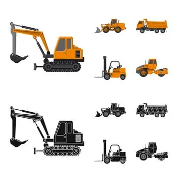 Isolated object of build and construction sign. Set of build and machinery stock 스톡 일러스트