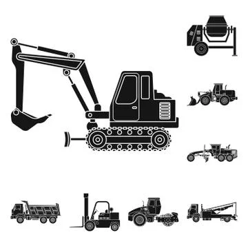 Isolated object of build and construction sign. Set of build and machinery stock Illustrazione stock