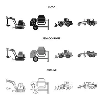 Isolated object of build and construction sign. Set of build and machinery 스톡 일러스트