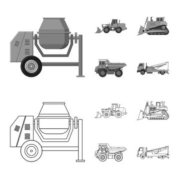 Isolated object of build and construction sign. Set of build and machinery 스톡 일러스트