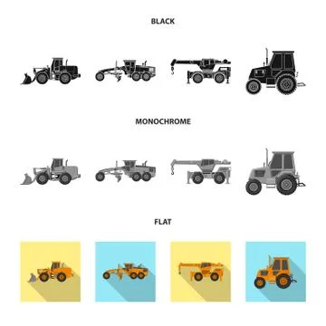 Isolated object of build and construction sign. Set of build and machinery stock Illustrazione stock