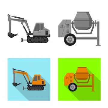 Isolated object of build and construction logo. Set of build and machinery 스톡 일러스트