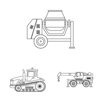 Isolated object of build and construction icon. Collection of build and 스톡 일러스트